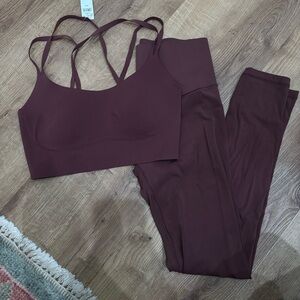 Aerie AE burgundy workout set